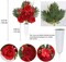 Artificial Cemetery & Memorial Flowers with Vase – Red Rose, Chrysanthemum & Hydrangea Gravesite Bouquet, Outdoor All-Weather Grave Decoration, Long-Lasting Non-Bleeding Colors (2 Sets)